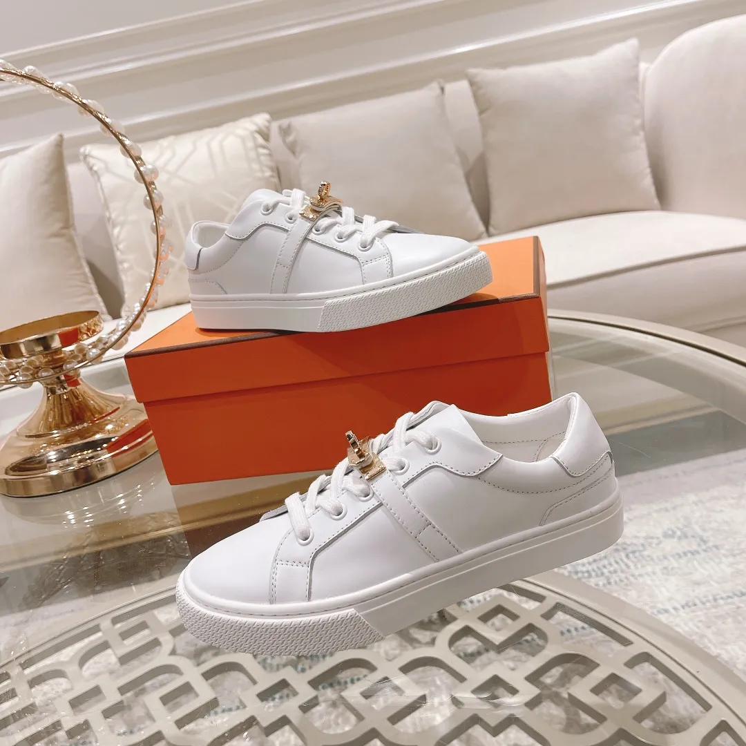 👟👟Ex-factory price 480👟👟 Women's shoe factory HERMES The latest Kelly buckle white sneakers! The highest version on the market! Purchasing level quality! Size: Female: 35-40,